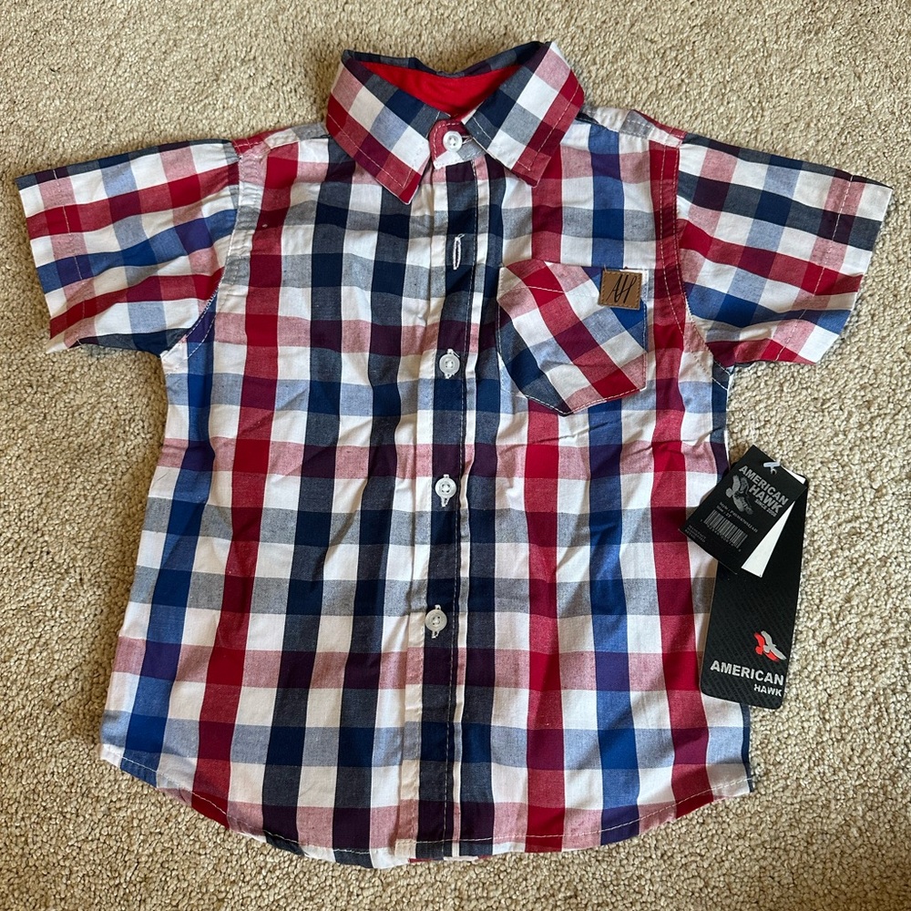 NWT Kids Checkered Shirt - Red, Blue, White
